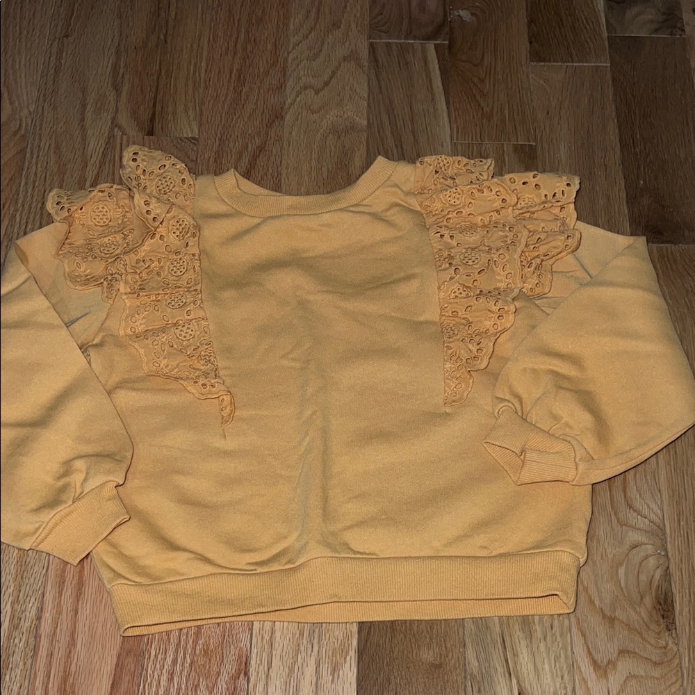 H&M Girls Kids Yellow Sweater with Lace Details